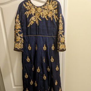 Eid Sale On Anarkali Gown - Embroidered Anarkali Dress with Pant and Dupatta